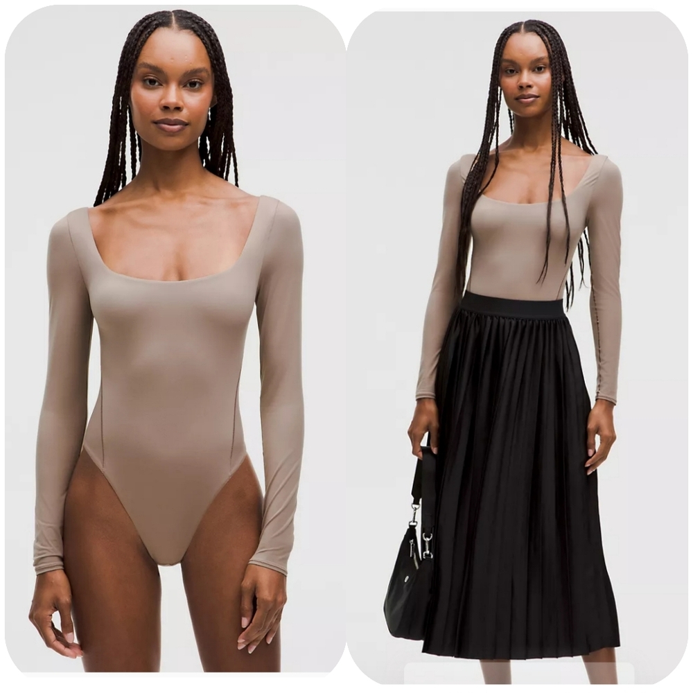 Lululemon Nulu Square Neck Long Sleeve Bodysuit | Taupetastic | M